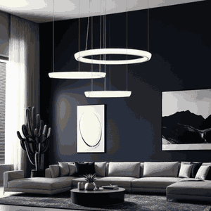 Norco Modern Aluminum Acrylic Chandelier, 3 Rings, 3000K, 60W - Gold product image