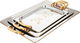 Solaf Steel Saif Plus Tray Set with Golden Handles, 3 Pieces, Rectangular - Silver product image 1