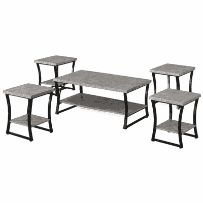 طقم طاولات خشب MDF و معدن، 5 قطع - رمادى اسود product image 4