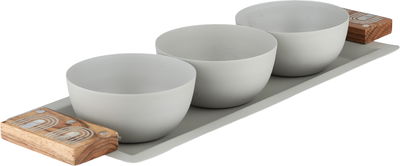 طقم زبادي ستانلس استيل السيف غاليري، 5×13×38 سم، 4 قطع، مسكة يد خشب - رمادي خشبي product image 2