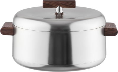 طقم حافظة طعام بلاستيك السيف غاليري، خامة داخلية ستاينلس استيل،3 قطع، يد خشبي، دائري - فضي product image 2