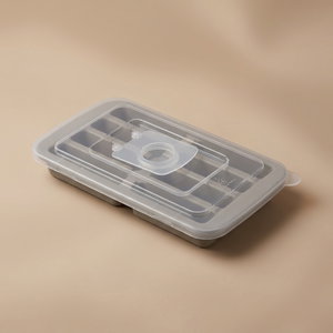 علبة مكعبات ثلج سيليكون السيف غاليري، بغطاء، مستطيل، 20×12 سم - رمادي product image