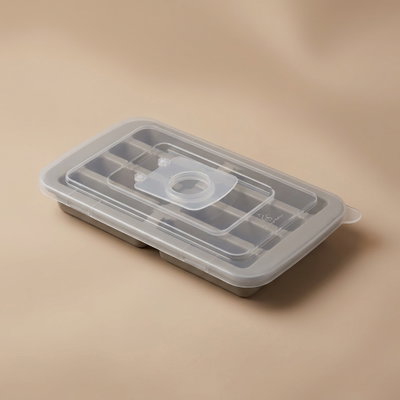 علبة مكعبات ثلج سيليكون السيف غاليري، بغطاء، مستطيل، 20×12 سم - رمادي product image 1