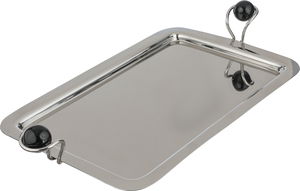Al Saif Gallery Stainless Steel Serving Tray, 48X30X3 Cm, Black/Silver Ball Handle product image 2