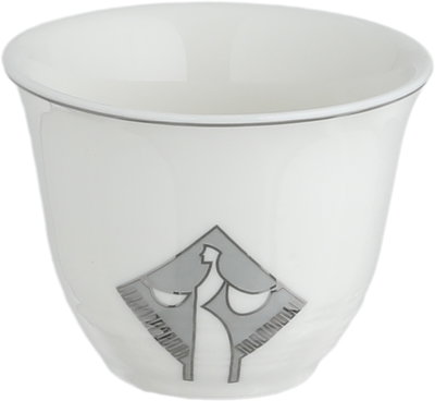 طقم فناجين قهوة سعودي بورسلان السيف غاليري، 12 قطعة، منقوش - أبيض رمادي product image 2