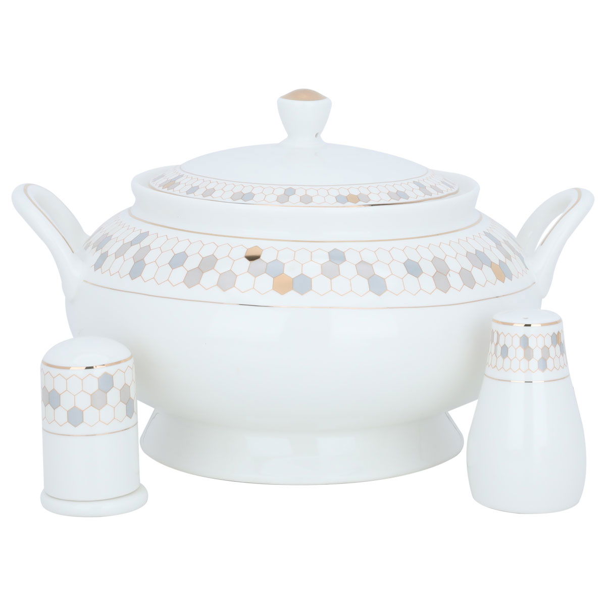 طقم سفرة بورسلان السيف غاليري، 86 قطعة، شكل سداسي - أبيض product image 6