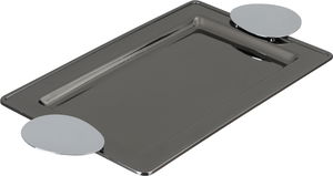 Al Saif Gallery stainless steel serving tray, 30x18.5x2 cm, rectangular, silver-black handle product image 2
