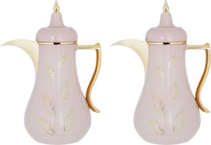 Al Saif Gallery Salma thermos set, 1 liter, 2 pieces, thermal glass inner shell, plastic outer shell - dark pink product image 2