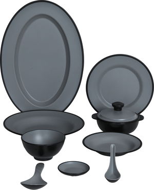 طقم سفرة ميلامين بن شيهون، 40 قطعة - رمادي اسود product image