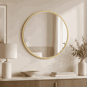 مراية دائرية زجاج، 70×70 سم، اطار معدن - ذهبي product image