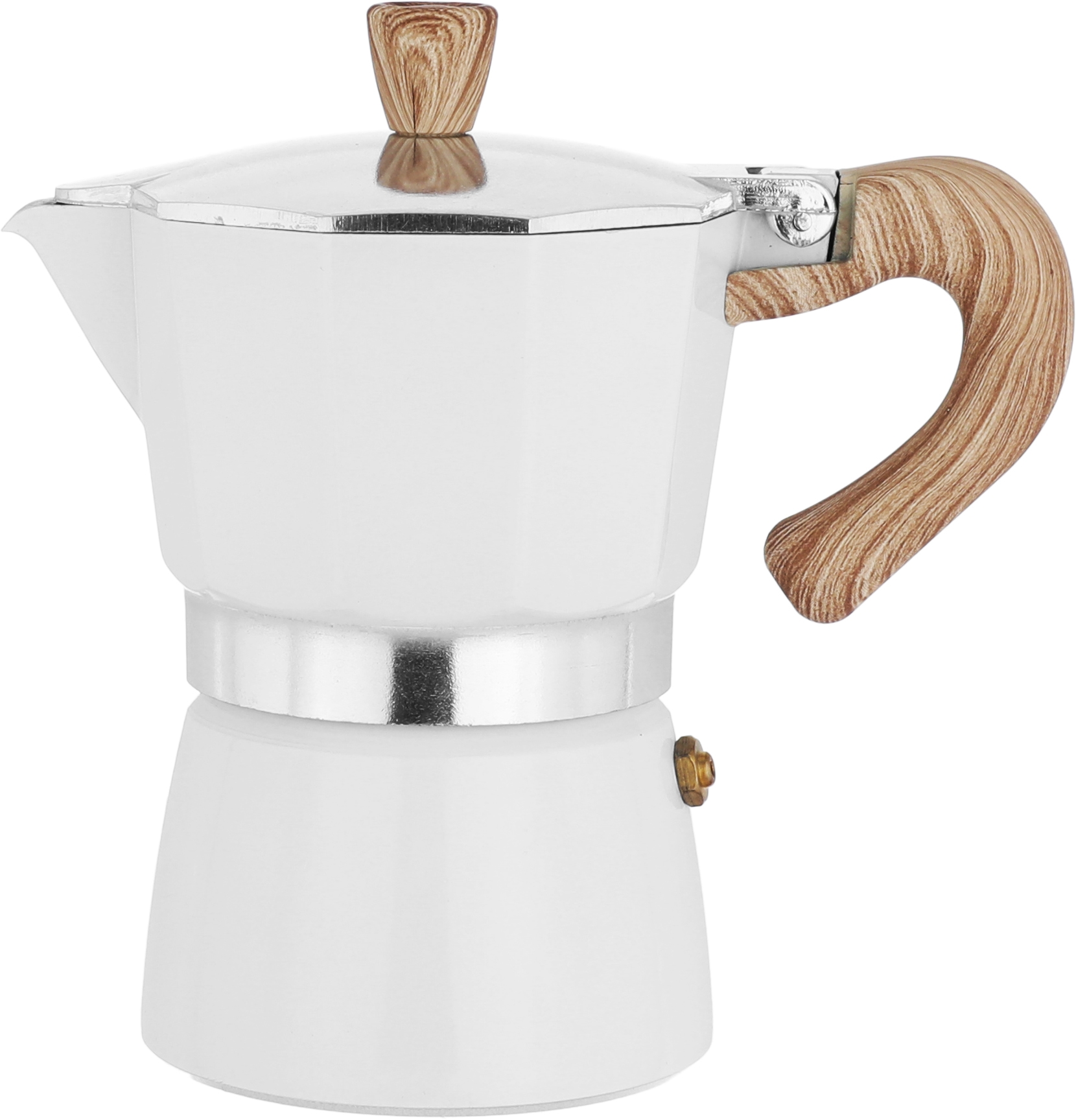 صانعة قهوة اسبريسو ألمونيوم السيف غاليري، 3 أكواب، 300 مللي، بيد خشب - ابيض product image