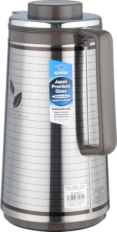 zojirushi Abu Feel Japanese Thermos, 1 liter, glass inner container, stainless steel outer body - Silver Cappuccino product image 3