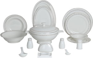 Al Saif Gallery Porcelain Dinnerware Set, 86 Pieces, Artistic Decorations - White and Gold product image