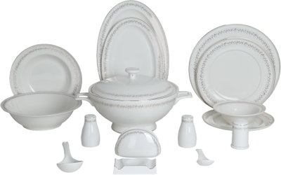Al Saif Gallery Porcelain Dinnerware Set, 86 Pieces, Artistic Decorations - White and Gold product image 1