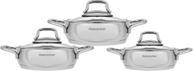 hascevher steel pots set with glass lid, 6 pieces - silver product image 2