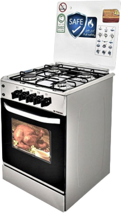 فرن غاز ستانلس ستيل فريش، 55×55 سم، إشعال تلقائي، 4 شعلات، FSC5555 - اسود فضي product image 1