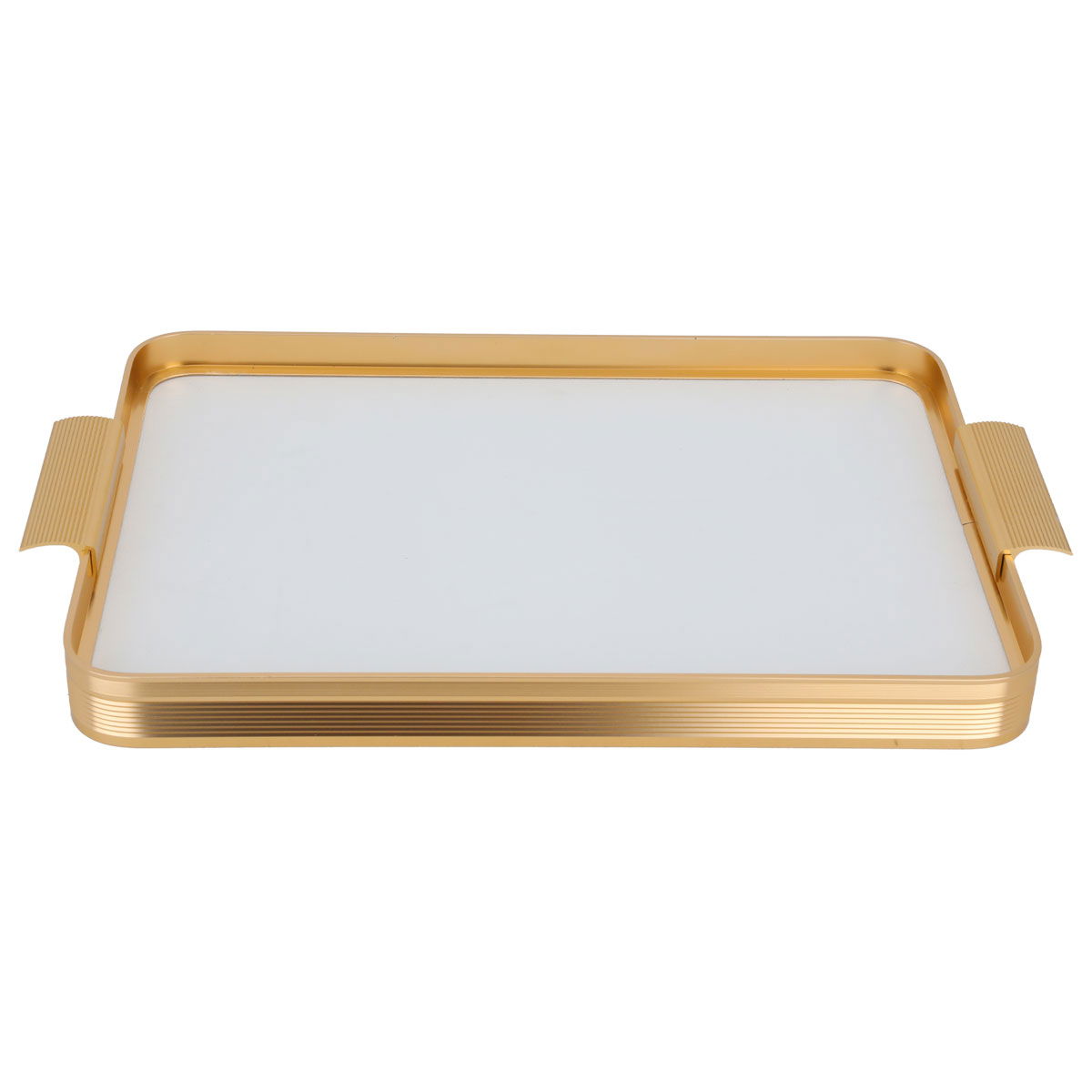طوفرية استيل السيف غاليري، 25.5×25.5×5.2 سم، مستطيل، بجلد أبيض، بيد - ذهبي product image