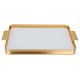 Tofaria Steel Al Saif Gallery, 25.5 x 25.5 x 5.2 cm, rectangular, with white leather, handle - gold product image 1