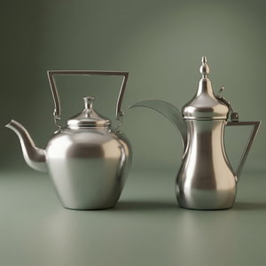 AlSaif Gallery Sulaiman 2 Thermos Set, 2 pieces, inner glass container, outer stainless steel container - Silver product image