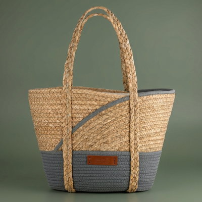 Al Saif Gallery Wicker Thermos Bag, 45x30 cm - Dark Gray Beige product image 1