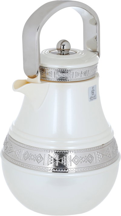 Al Saif Gallery Amal thermos set, 1/1 liter, 2 pieces, thermal glass inner shell, plastic outer shell - white product image 8