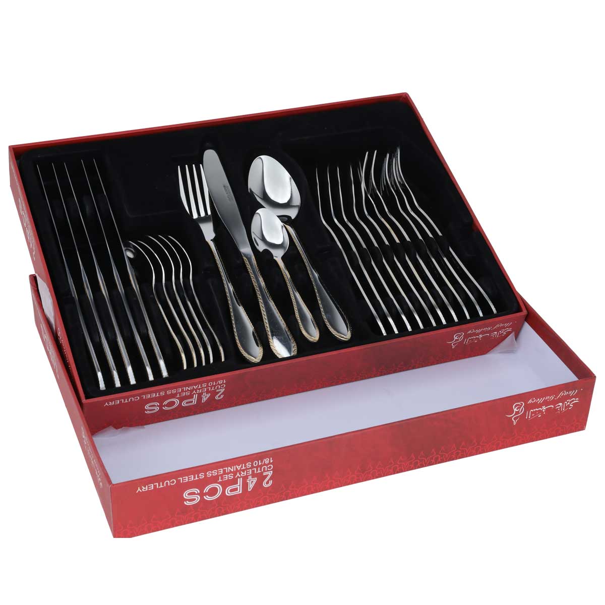 طقم ملاعق استيل السيف غاليري، 24 قطع - فضي ذهبي product image 1