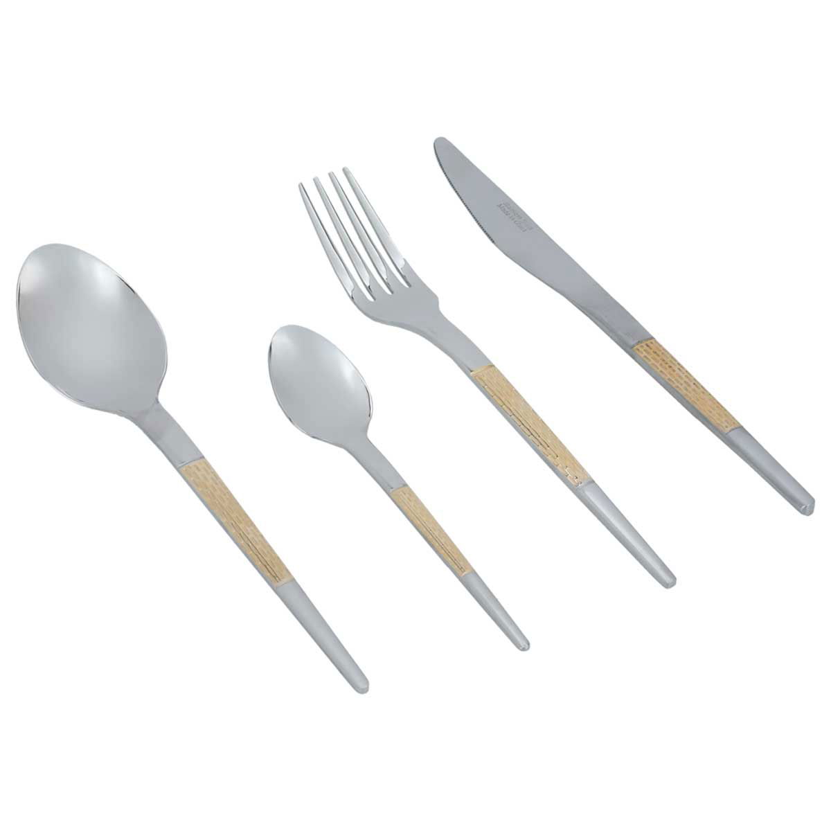 Al Saif Gallery steel spoon set, 24 pieces, gold-silver engraved product image
