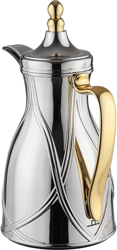 طقم ترامس طيف السيف غاليري، 0.7 / 1 لتر، 2 قطعة، خامة داخلية زجاج، يد ذهبي، غطاء ضغاط - فضي ذهبي product image 3