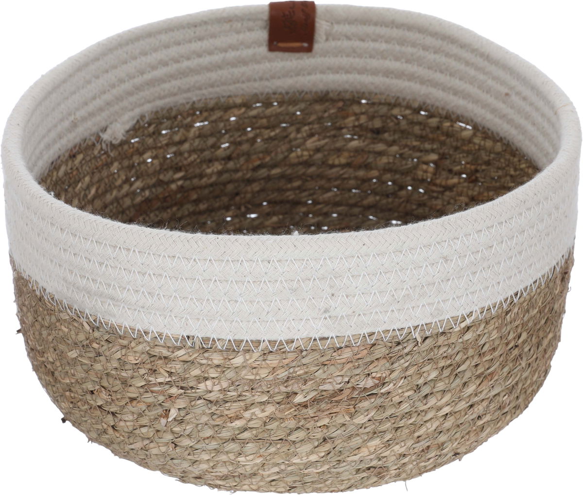 Al Saif Gallery Wicker Baskets Set, 27x27x16 / 22x22x13 / 19x19x10 cm, deep circular, with white cover, 3 pieces - beige product image 3