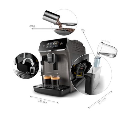 Philips EP2224/43 Espresso Coffee Machine, 1500W, 1.8L - Black product image 3