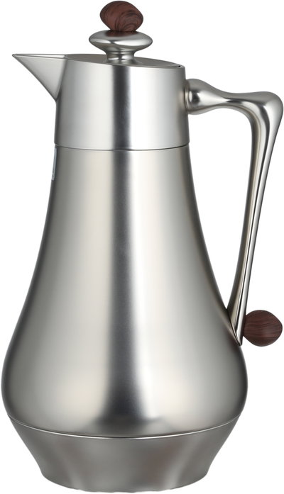 Al Saif Gallery Al Dana 2 Thermos Set, , 1/1 Liter, 2 Pieces, Glass Inner Container, Stainless Steel Outer Body, Push Button - Matte Wood Finish Silver product image 7