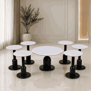 طقم طاولات سيراميك و معدن، 5 قطع - اسود product image