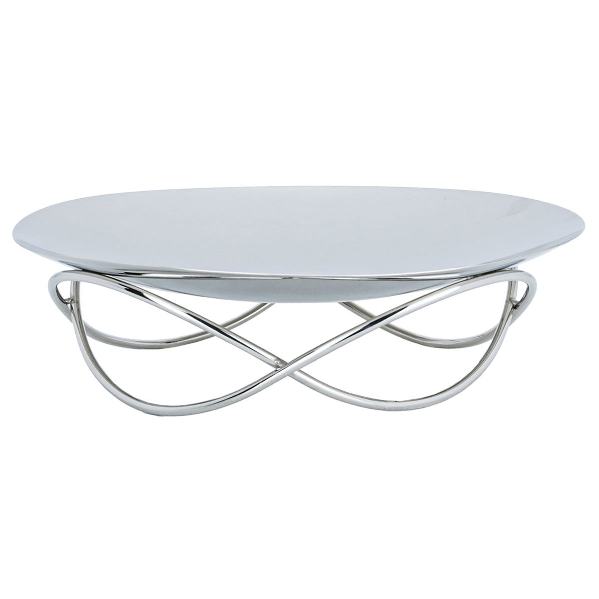 Steel serving stand with Al Saif Gallery base, 30 x 30 x 9 cm, circular - silver product image