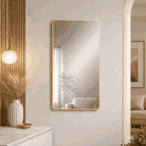 مراية مستطيلة زجاج، 100×60 سم، اطار معدن - ذهبي product image