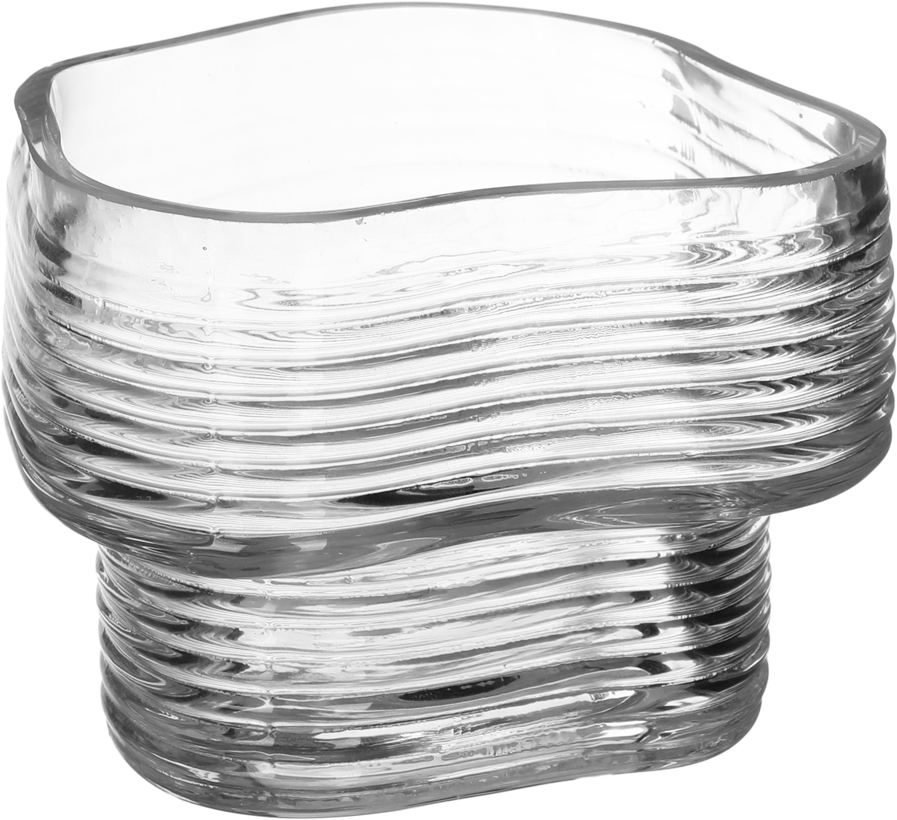 Al Saif Gallery glass dessert serving dish, 9 x 12 x 12 cm, corrugated - transparent product image
