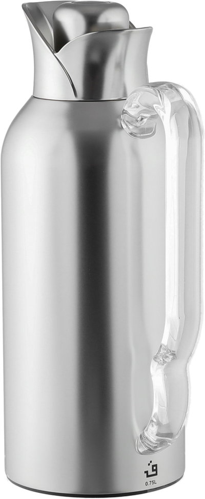 Al Saif Gallery Tuwaiq Thermos Set, 2 Pieces, 0.7/1 Liter, Glass Inner Material, Transparent Handle, Press Lid - Silver product image 4