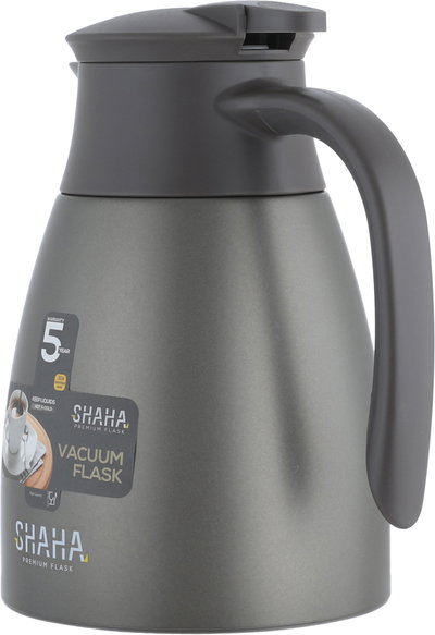 ترمس شاها، 1 لتر، خامة داخلية استيل، غطاء ضغاط - رمادي product image 3