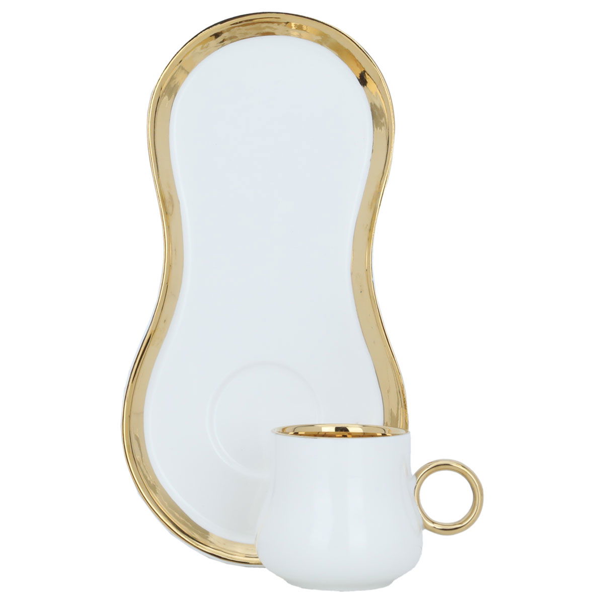 Al Saif Gallery ceramic coffee cup set, gilded, with saucer, 12 pieces - white product image