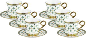 طقم فناجين قهوة تركي مع صحون بورسلان السيف غاليري، 12 قطعة، 90 مل - متعدد الالوان product image