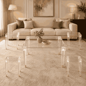 طقم طاولات اكريلك و زجاج، 5 قطع - شفاف product image