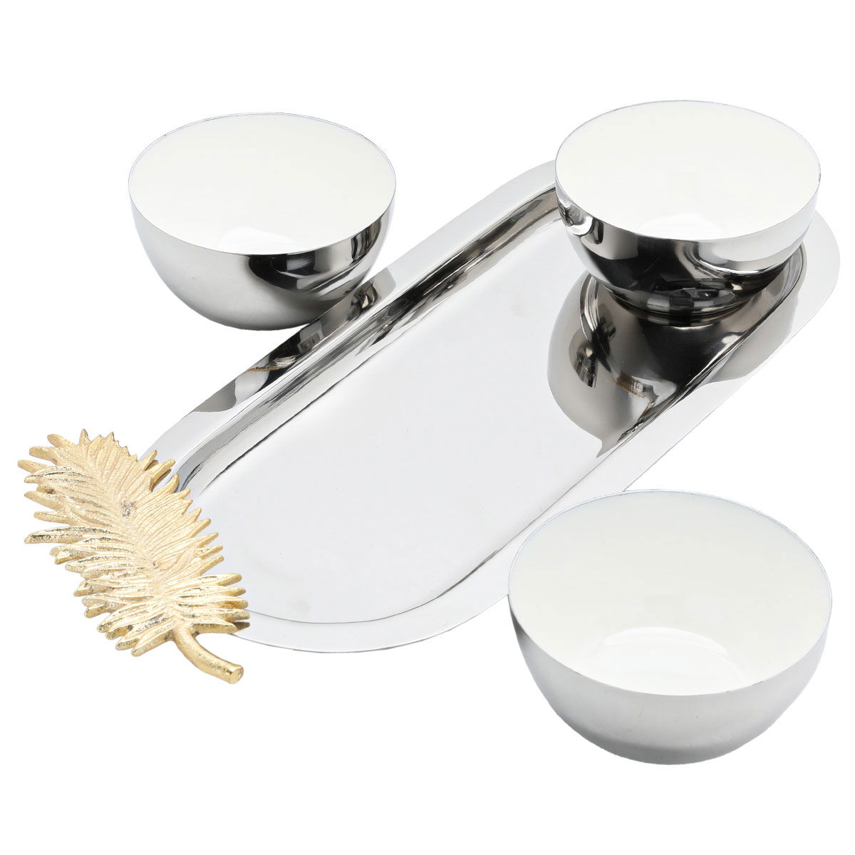 طقم تقديم زبادي أستيل السيف غاليري،13 × 33 سم ، صحن بيضاوي، 4 حبات - فضي product image 2