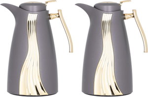 Karma Saif Gallery Thermos Set, 1/1 Liter, 2 Pieces, Inner Glass, Pressure Cooker - Golden Grey product image 2