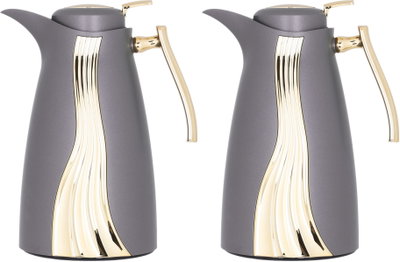 Karma Saif Gallery Thermos Set, 1/1 Liter, 2 Pieces, Inner Glass, Pressure Cooker - Golden Grey product image 2