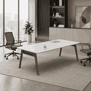 طاولة اجتماعات خشب MDF، 75×200×100 سم - ابيض رمادي product image 2