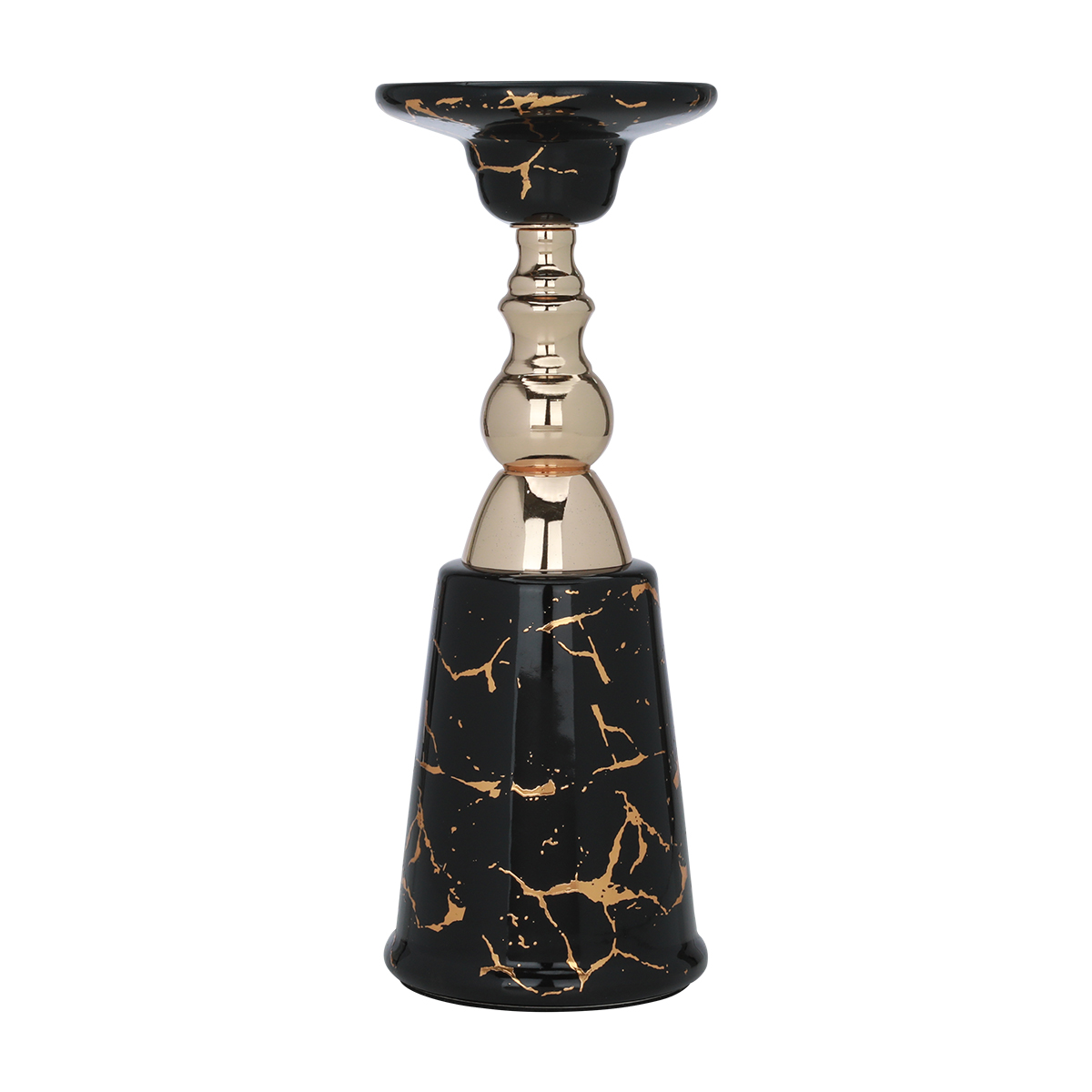 Al-Abdul Latif porcelain candlestick, 10 x 10 x 22 cm - black marble product image 1