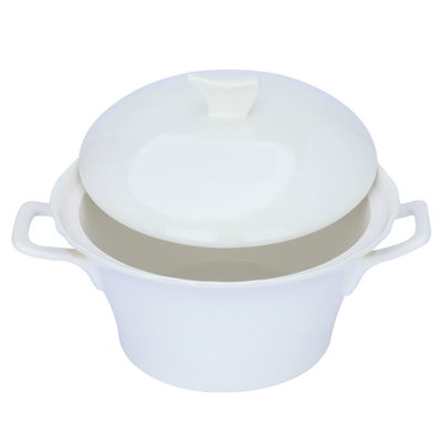 صحن شوربة بورسلان السيف غاليري، بغطاء، دائري - أبيض product image 1