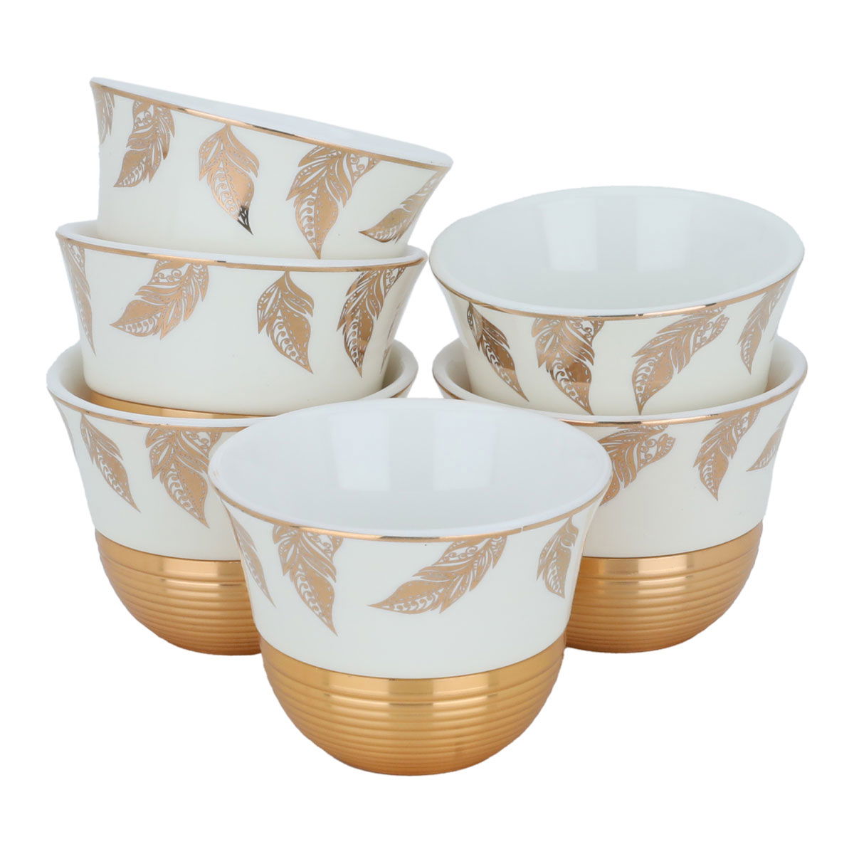Al Saif Gallery Porcelain Coffee Cup Set, 12 Pieces - gold Beige product image