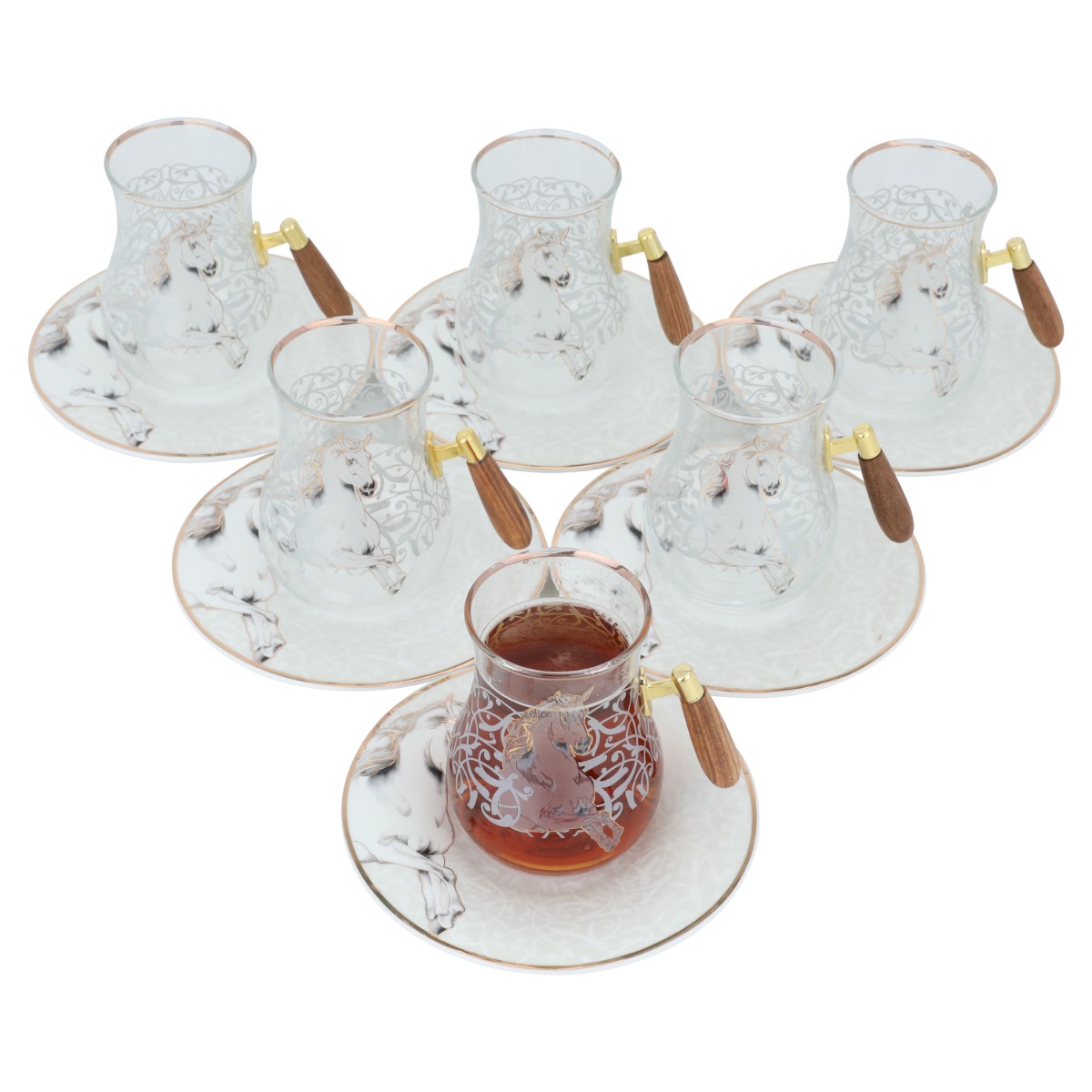 Jiyad Porcelain Tea and Coffee Serving Set + Al Saif Gallery Glass, 26 Pieces - Transparent White product image 3