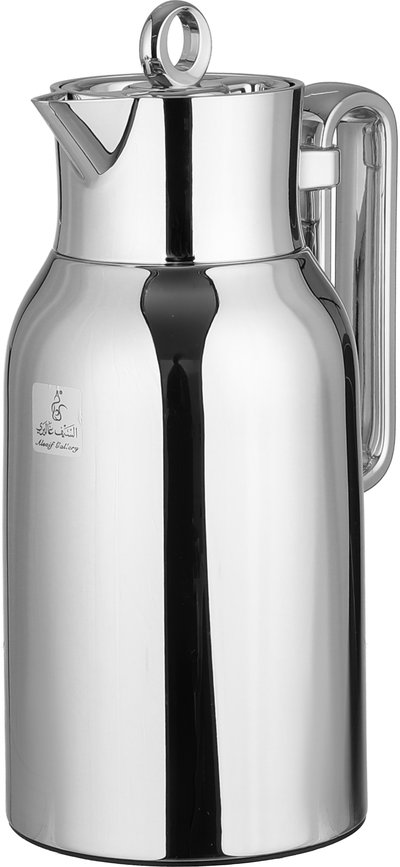 Al Saif Gallery Al Durra Thermos Set, 1/1 Liter, 2 Pieces, Glass Inner Container, Push Button - Silver product image 4