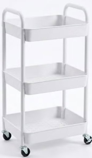 Vesio metal storage unit, 3 drawers, 4 wheels - white product image 2